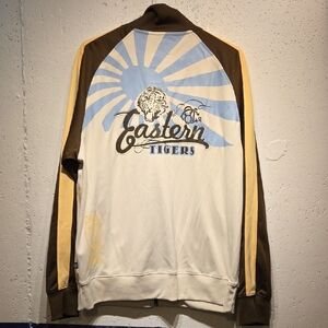 2000's Brown, Cream & Yellow Graphic Track Jacket (Large)